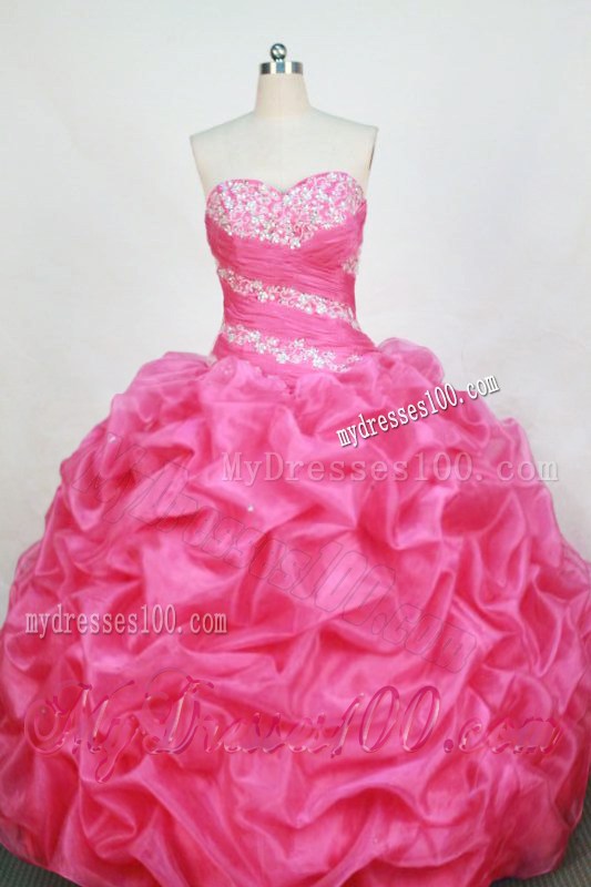 Fast Shipping Rose Pink Pick-ups Beading Quinceanera Dress